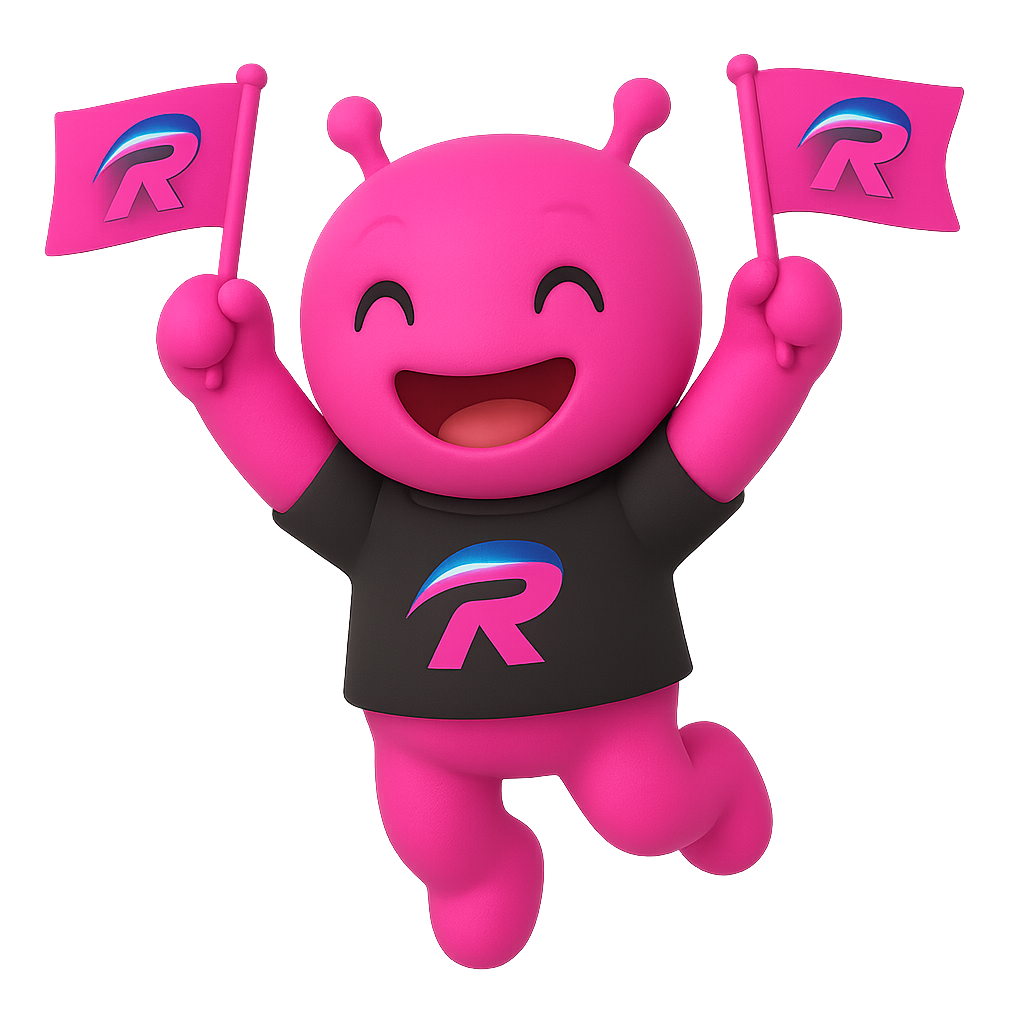 Mascot celebrating with flags